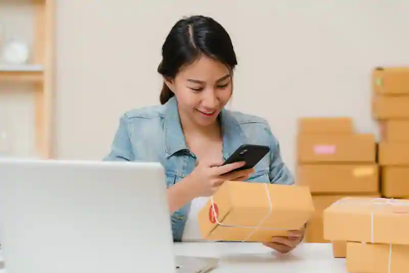 Ecommerce owner managing online orders