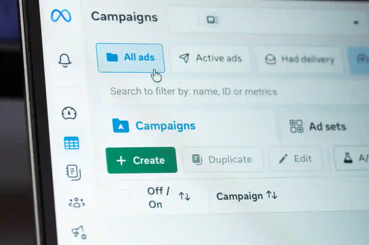Computer showing a facebook ads campaign