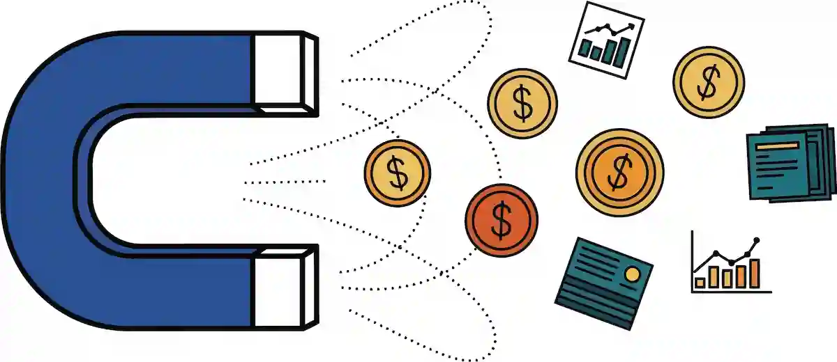 Lead magnet drawing in currency and business data